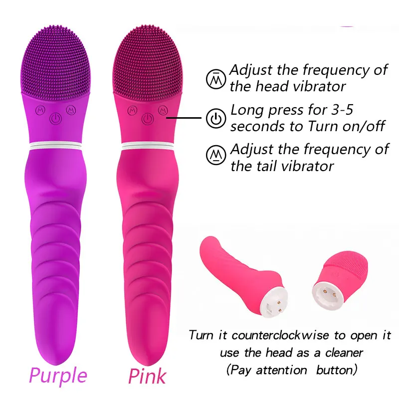 DopaMonkey Dvojno glavo vibracije Krtačo Vibrator Massager USB polnilne Sex Igrače za Ženske dildo Klitoris G spot Spodbujanje
