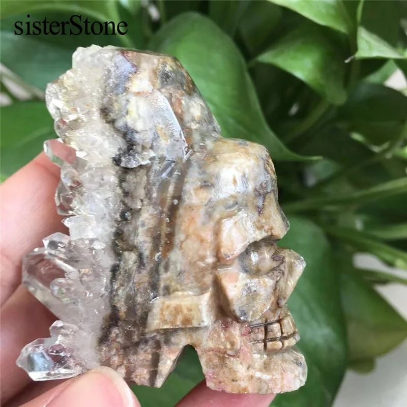 Naravni jasno quartz Crystal Grozdov Točke Quartz Lobanje Lepe Zdravilni kamni Carving crystal skull za noč Čarovnic darila