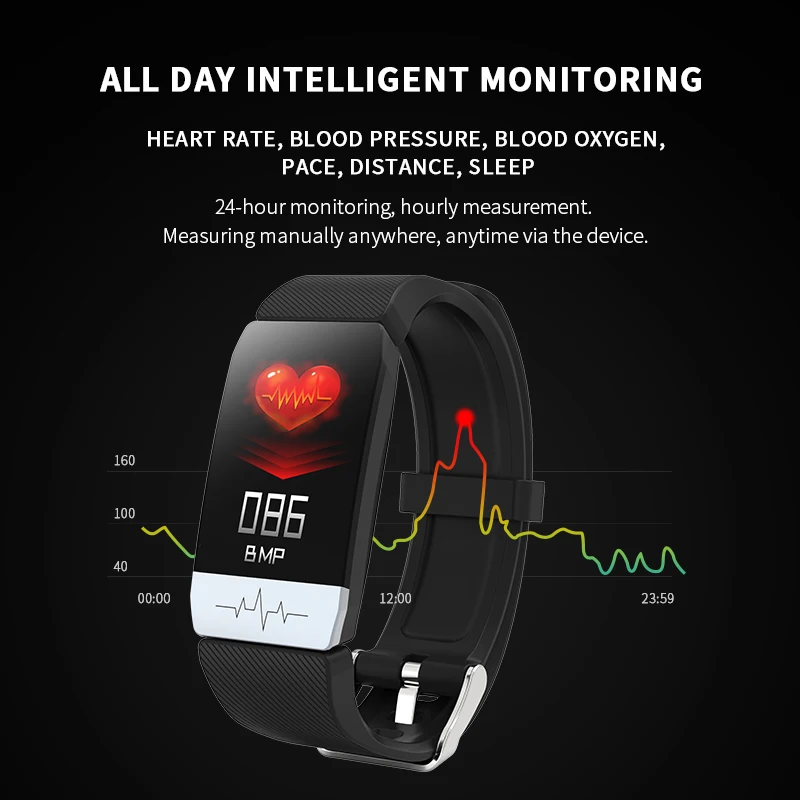 Telo merjenja temperature zapestnica termometer smart band EKG+PPG srčni utrip, krvni tlak kisika športna Fitnes tracker T1