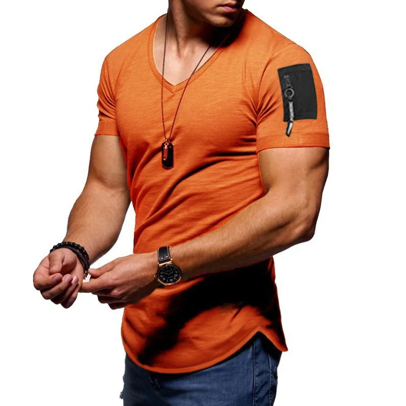 Velika velikost moške Proti-vrat casual moški t-shirt barva kratka sleeved mladi dno majica