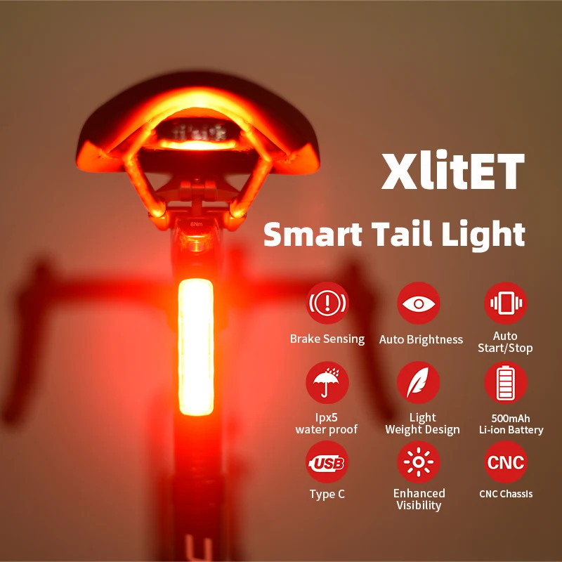 ENFITNIX XlItET 2020 NOVO Kolo zadnje luči Inteligentni senzor Zavorne luči usb xlite100 Cestno kolo MTB zadnje luči Zadaj
