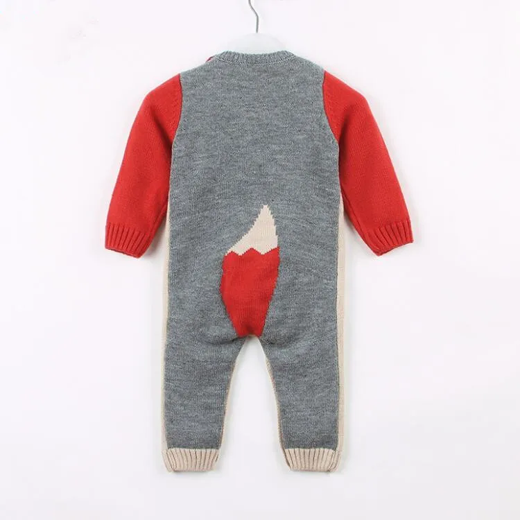 Pletene Otroška Oblačila Spomladi Leta 2019 Novorojenega Otroka, Igralne Obleke Bombaža, Za Malčke Baby Boy Romper Fox Tiskanja Dolg Rokav Dekleta Fantje Jumpsuit