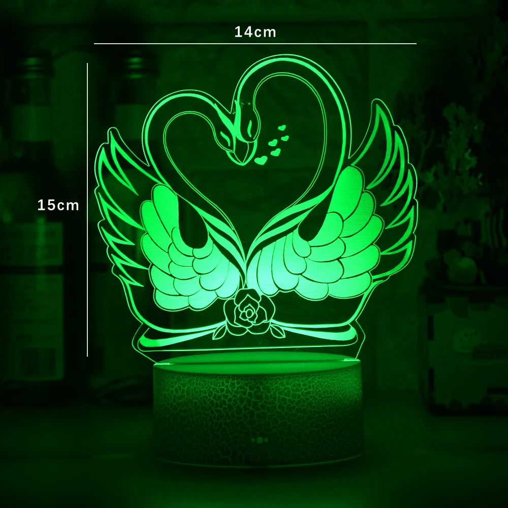 Najnovejši 7-barva, Daljinsko Ali Touch Kontrole 3D LED Nočna Lučka Swan Oblikovan Tabela Namizno Svetilko Božič Dom Dekoracijo Lepo Darila Za Otroke