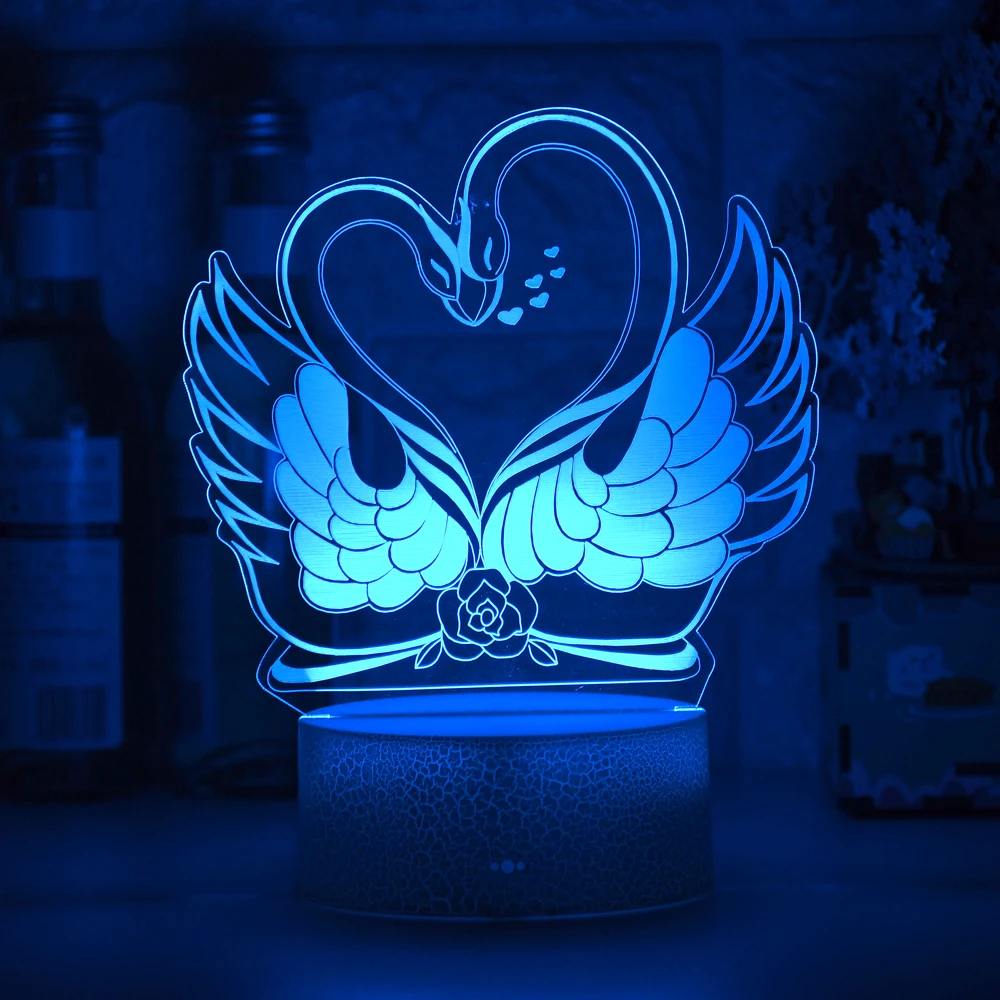 Najnovejši 7-barva, Daljinsko Ali Touch Kontrole 3D LED Nočna Lučka Swan Oblikovan Tabela Namizno Svetilko Božič Dom Dekoracijo Lepo Darila Za Otroke