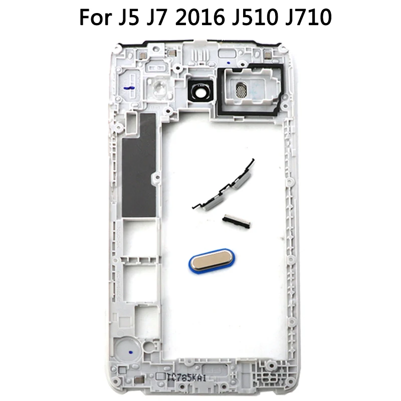 Za Samsung Galaxy J5 J7 2016 J510 J710 Spredaj v Sredini Okvirja Baterije Zadnji Pokrovček+Stranski Gumb objektiv Kamere stekla Celoten Sklop Stanovanj