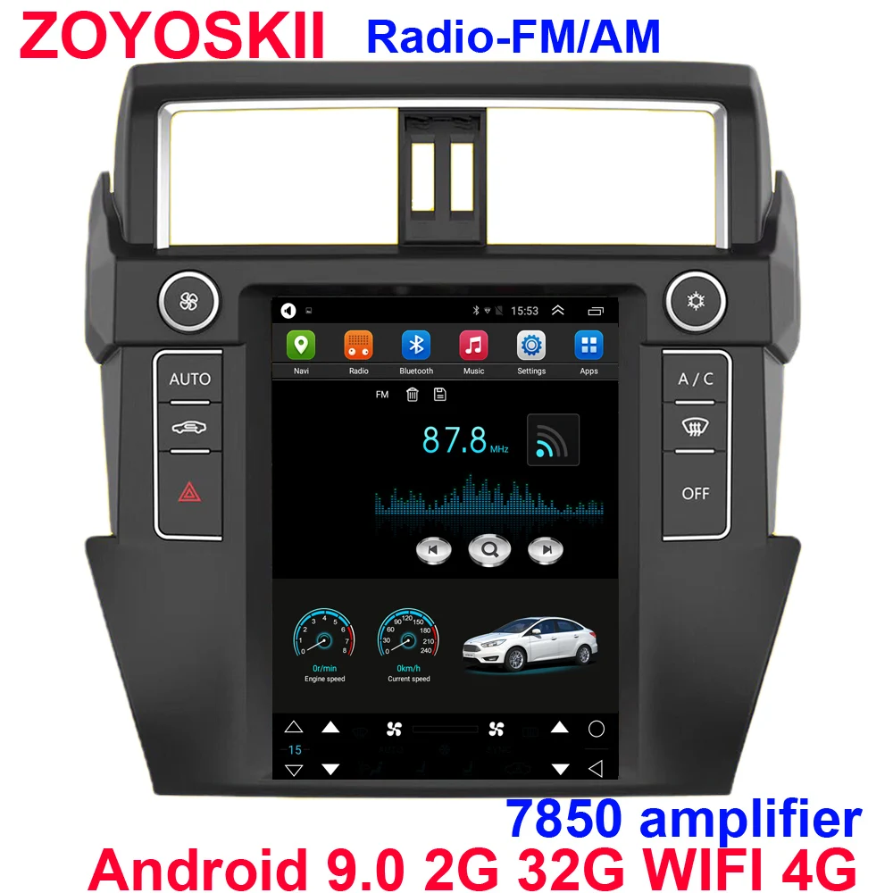 ZOYOSKII Android 9.1 9.7 palčni zaslon navpičnem AVTO Radio, GPS, bluetooth za Toyota Prado-2017