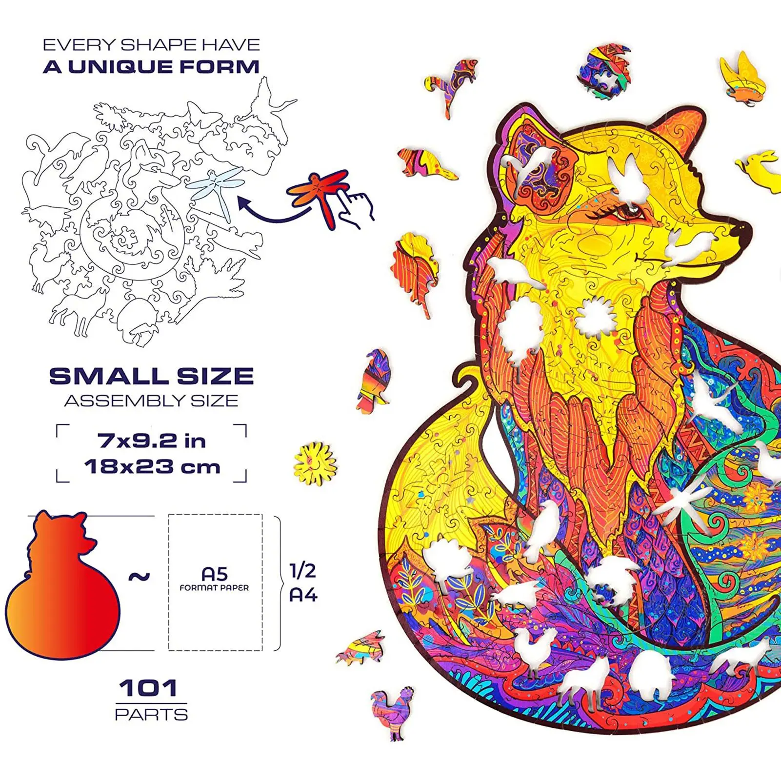 Živali Puzzle Lesene Risanka Fox Design Odrasle Otroke, Otroci Igrače, Darila Dom Dekor Puzzle Sestavljanke Kosov Polje / 117pcs