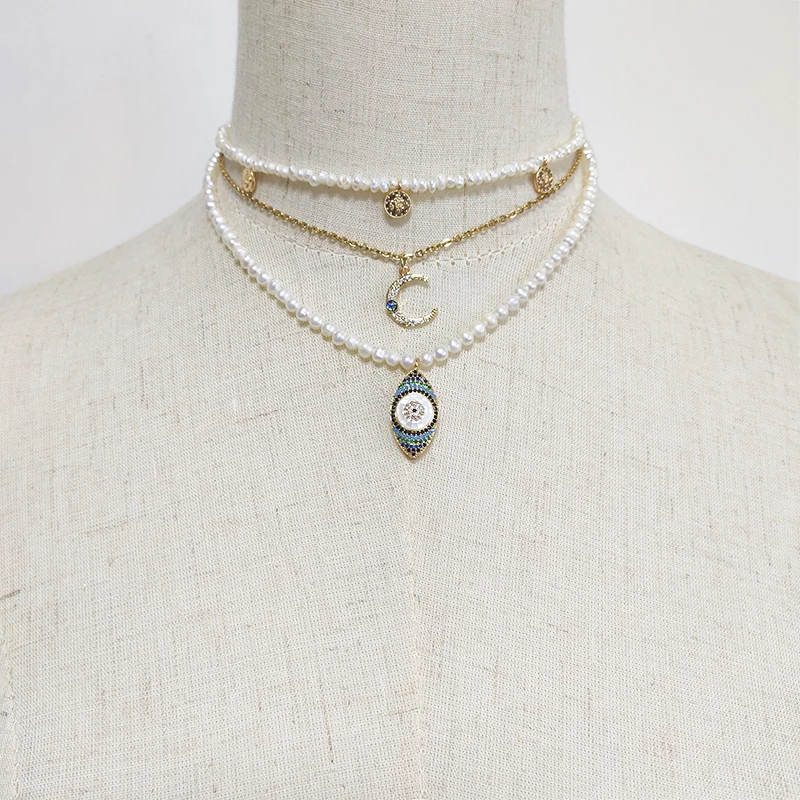 Lepe nezakonitih biserna ogrlica, moda novo choker naravnih sladkovodnih biserov ročno beaded vratu opremo darila za dekle