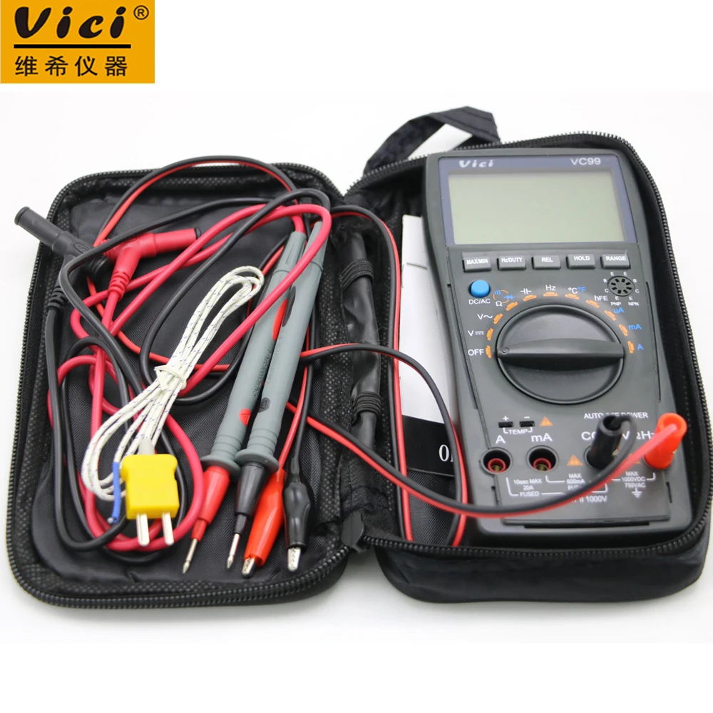 Vici VC99 Auto Obseg 3 6/7 Digitalni Multimeter 20A Ampermeter Odpornost Kapacitivnost Temperature Merilnik Voltmeter & Analogni preberite bar