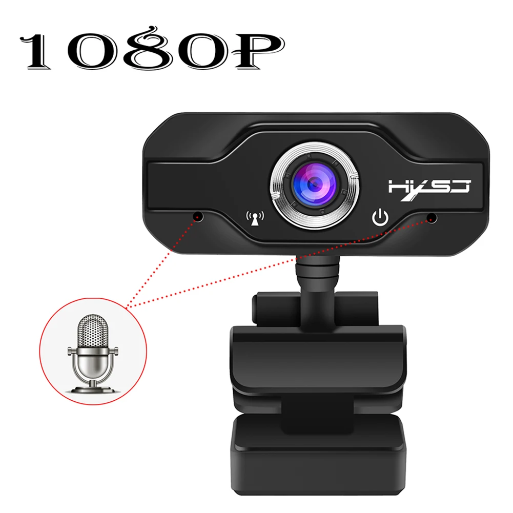 HXSJ S60 1080P HD Kamera Webcam Pet-Slojno Steklo Objektiv z dušenje Zvoka Dvojno Zmanjšanje Hrupa, Webcam za Prenosni RAČUNALNIK