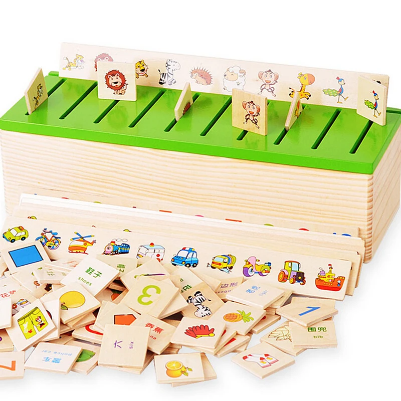 Montessori Začetku Izobraževalne Uganke Igrače Za Otroke Inteligence za Učenje Puzzle Lesene Bitje, Risanka 3D Puzzle