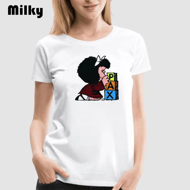 Lepe risanke Mafalda majica s kratkimi rokavi Ženske Poletje Kratek Rokav Quino Rokavi Ženske je Smešno, O-Vratu T-majice, Vrhovi Tee 90. letih Harajuku Majice