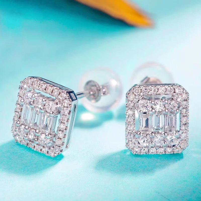 AEAW GF Naravnih Pravi Diamant Uhani 4,5 mm za 0,4 Karat Vsak V 18K Belim Zlatom Za Ženske, Darilo