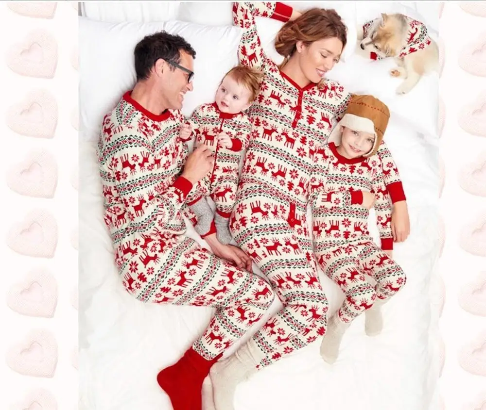 Novo Leto, Božič Pižamo Nastavite Starš-otrok Božič Tiskanja Sleepwear Jeseni, Pozimi Družino More Homwear Družino Ujemanje Oblačila
