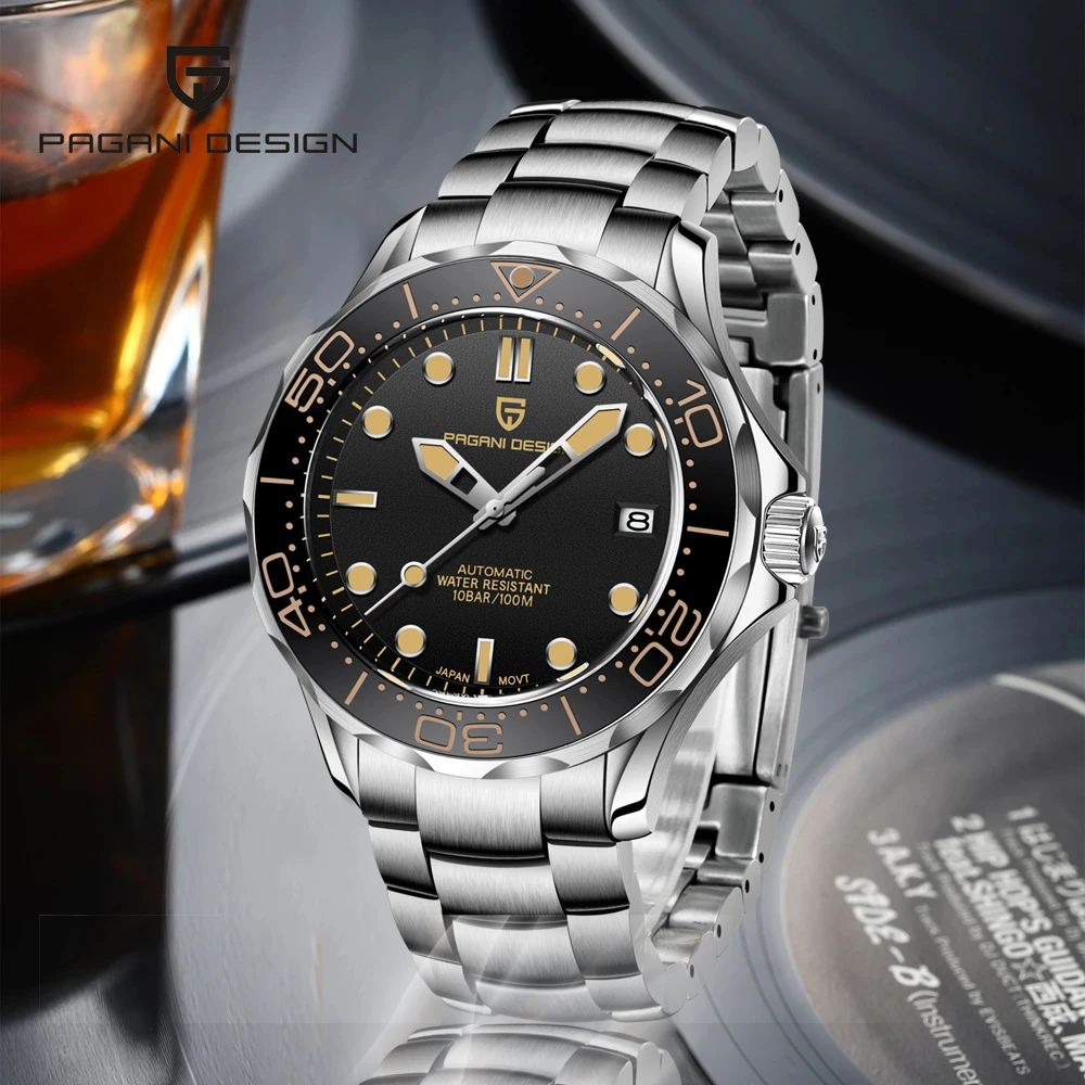 PAGANI DESIGN Prvotne blagovne Znamke Moških Watch 007 poveljnik Moške Mehanske Ure 100M Nepremočljiva Priložnostne Business Watch reloj hombre