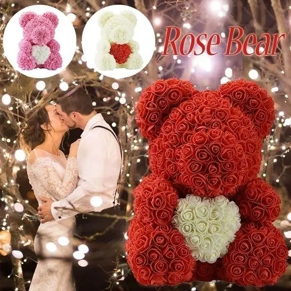 Pena Nosi Vrtnice Teddi Nosi Umetno Rose Cvet Festival Novo Leto, Darila Valentines Božično Darilo Poročno Dekoracijo