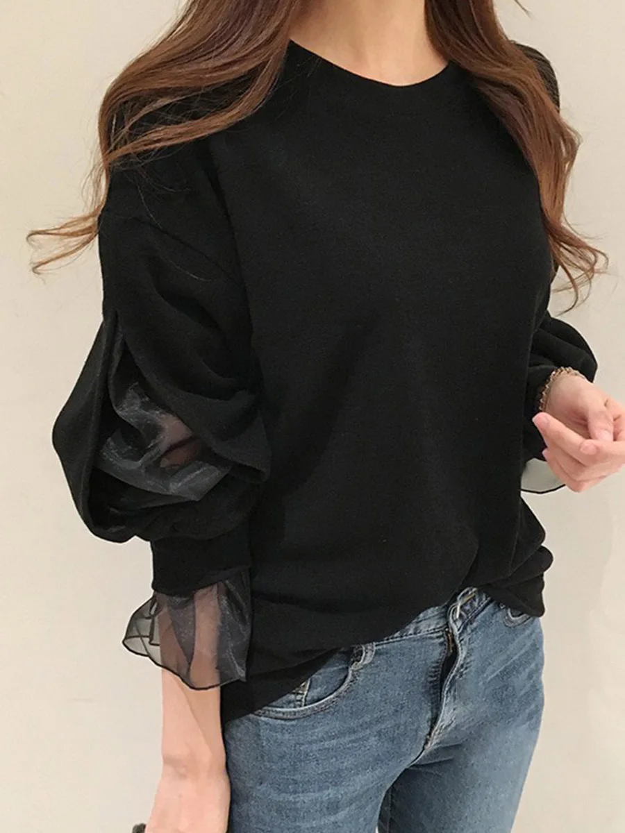 Spomladi Leta 2020 Priložnostne Hoodie Ženske Dolg Rokav Očesa Mozaik Moda Ulične Korejski Majica Debele Elegantna Ženska Črna Hoodies