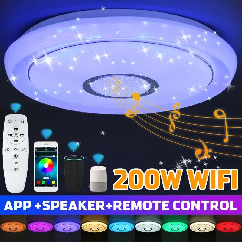 200W WiFi Sodobne RGB LED Stropna Luč Domačo Razsvetljavo APP Glasbe Svetlobe Spalnica Lučka Smart Stropna Svetilka Z Daljinskim upravljalnikom