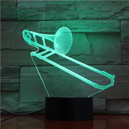 Rog Desgin 3D Noč Lučka Pozavna Glasbeni Instrument, Tabela LED Luči Pisano Mizo Žarnice Dekoracija Razsvetljava Stranka Dekor Svetlobe