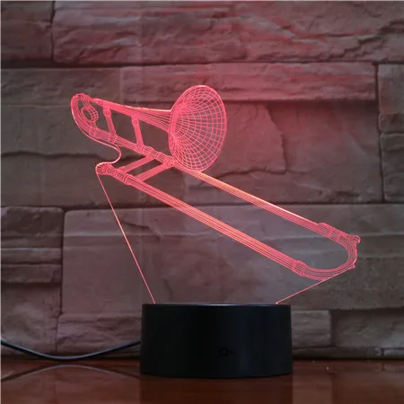 Rog Desgin 3D Noč Lučka Pozavna Glasbeni Instrument, Tabela LED Luči Pisano Mizo Žarnice Dekoracija Razsvetljava Stranka Dekor Svetlobe