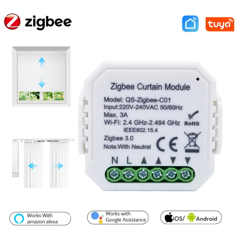 Tuya Smart Življenje Zigbee Zavese Stikalo Modul,za roletnih Slepi Motor, APP Remote Control Podporo za Google Domov/Siri/Alexa