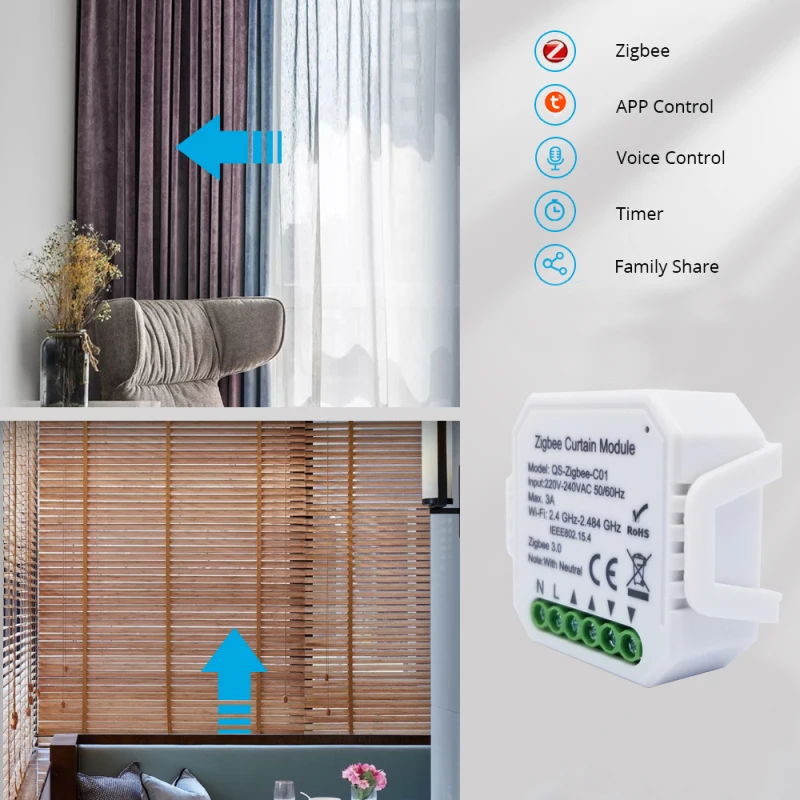 Tuya Smart Življenje Zigbee Zavese Stikalo Modul,za roletnih Slepi Motor, APP Remote Control Podporo za Google Domov/Siri/Alexa