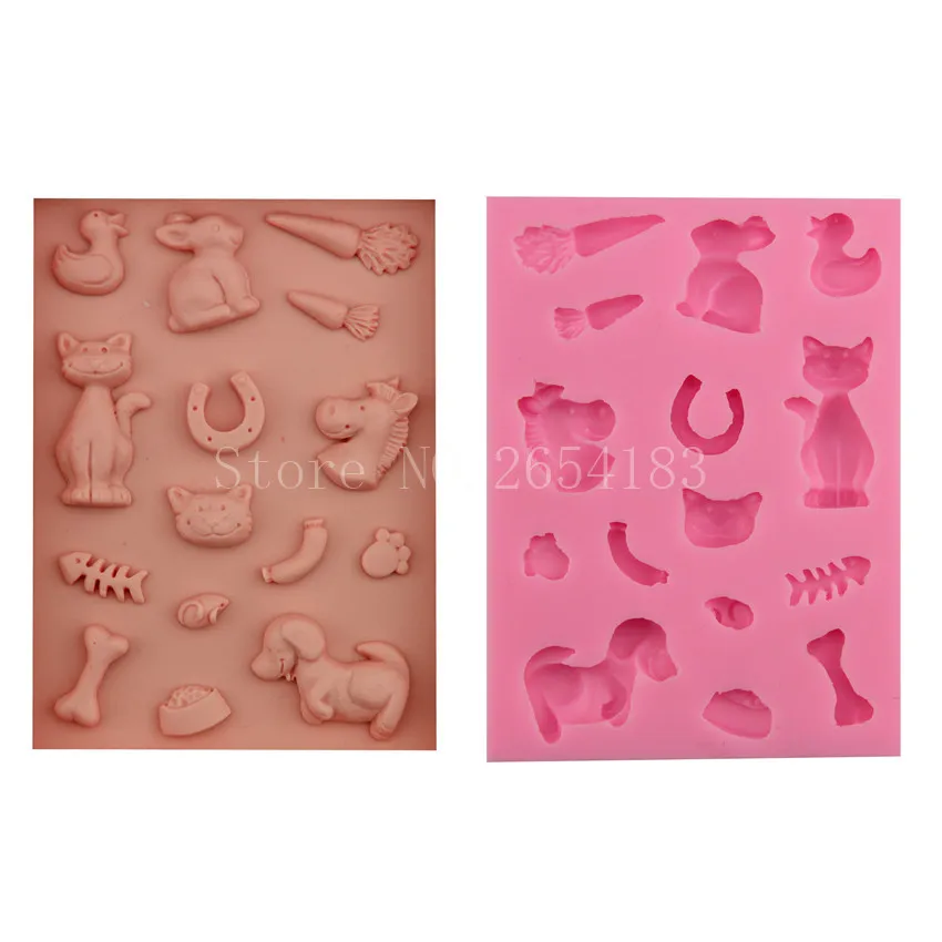 Otroška Igrača Živali Pes Mačka, Zajec, Raca Silikona, Fondat Milo 3D Torto Plesni Cupcake Jelly Candy Sladkorja Dekoracijo Peko orodje FQ1918