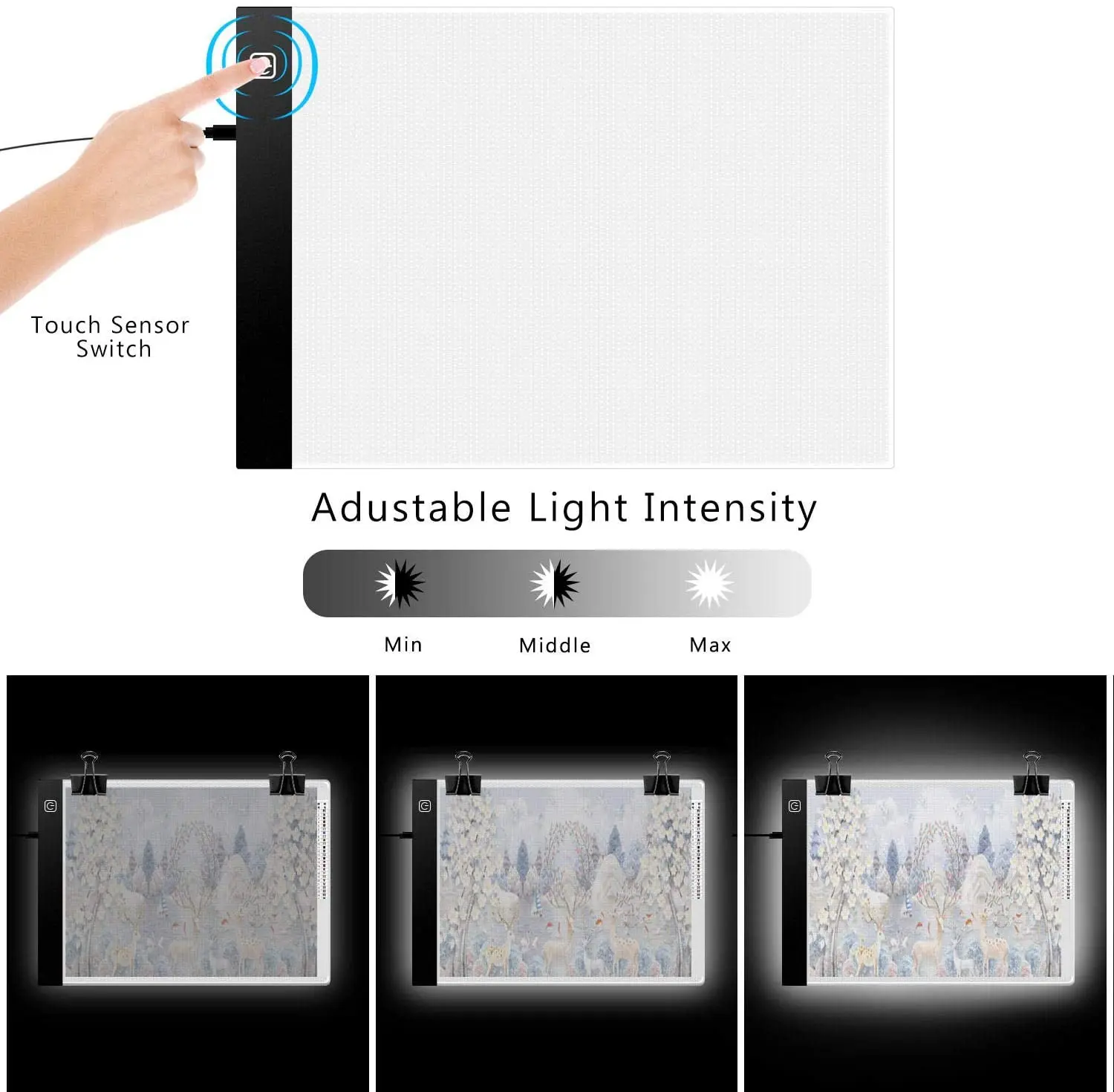 A4, LED Lučka Tipke za Diamant Slikarstvo, USB Powered Svetlobe Odbor Kit, Nastavljiva Svetlost s Snemljivo Stojalo in Posnetke