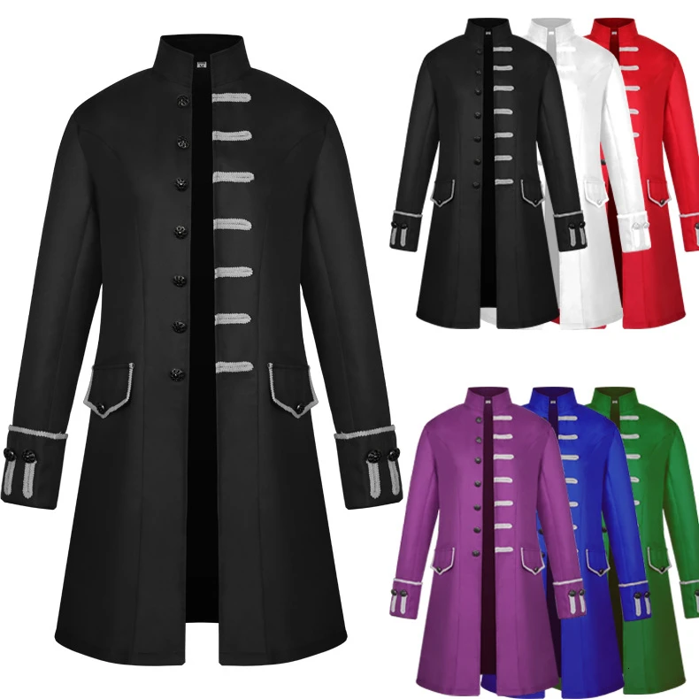 Srednjeveški Obrambni Moških Vitez Princ Punk Retro Jopiči Renaissance Gothic Coats Plemenito Stranka Uniforme Vestidos Cosplay Kostumi