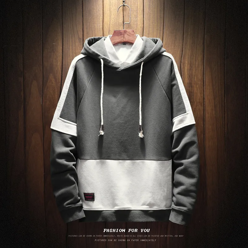 Jeseni blagovne znamke hoodie moških hip hop Splice Puloverju priložnostne priljubljena hoody oblačila moda človek ulične sweatshirts