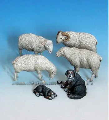 1/35 Sodobne Živali Nastavite Ovac & Sheepdogs igrača Smolo Model Mini Kit unassembly Unpainted