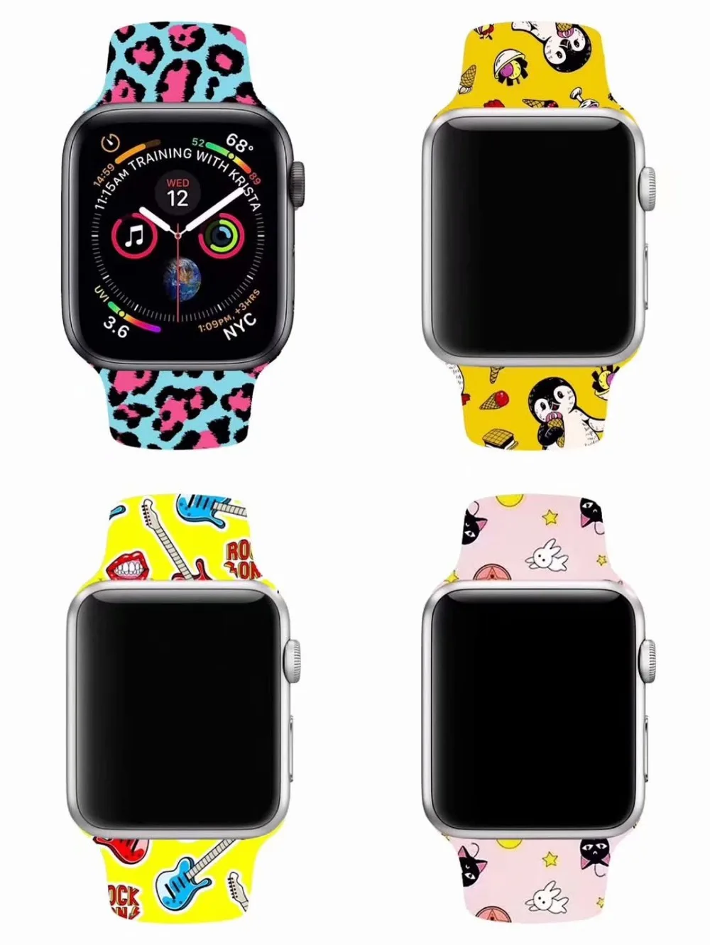 Risanka Šport Silikonski Trak Za Apple Watch band Primeru 38 42 40 44 iwatch serije 5 4 3 2 1 Watchband Šport Gledam Dodatki
