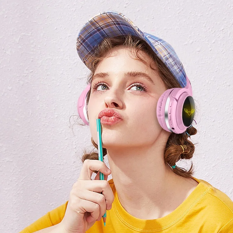 Ljubek Angel Krila Otroci Bluetooth 5.0 Slušalke 7 Barv LED Slušalke podporo SD, Audio Kabel, Slušalke za Fant Dekle Darilo