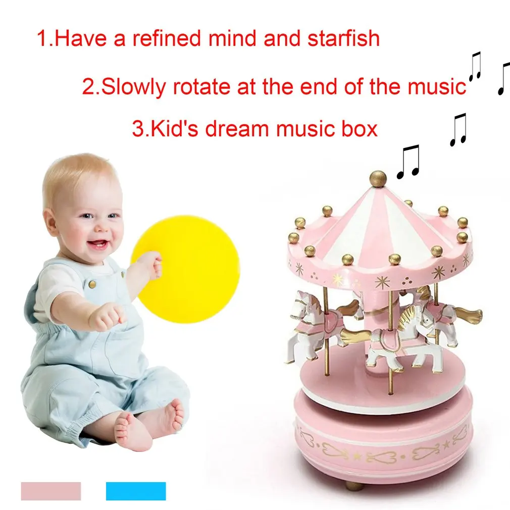Merry-Go-Round Lesene Music Box Igrača Otroka Otroške Igre Doma Dekor Vrtiljaka konj Music Box Božič Poročno Darilo za Rojstni dan