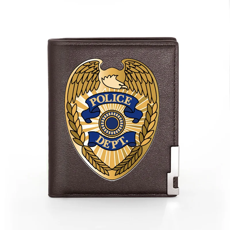 Klasična Moda Policijska Postaja Simbol Tiskanje Pu Usnja Moške denarnice Bifold Imetnik Kreditne Kartice Kratek Torbici, Moški