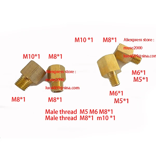 Ženski M8 matica M10x1 pretvornik medenina, da Moški M5 m6 m8 x1 spojka medenina spojka bakrenih cevi skupni priključek meter tapkanjem