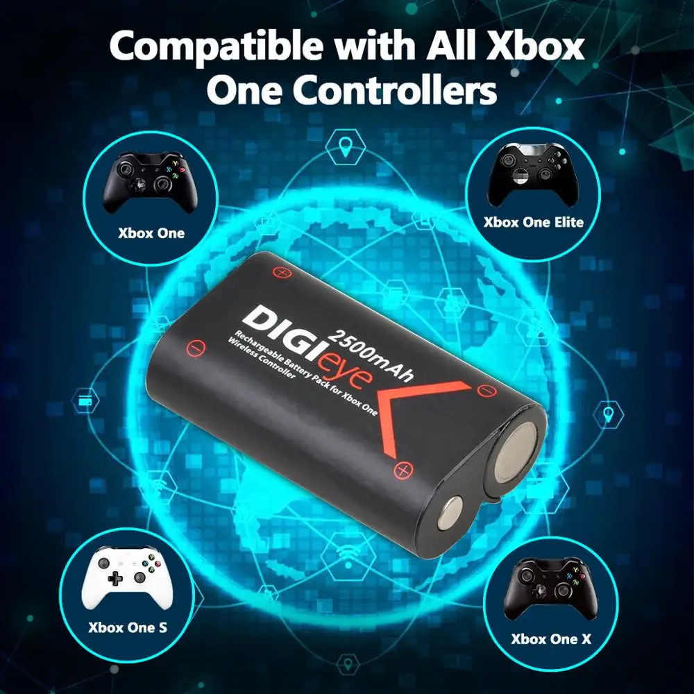 2x 2500mAh Baterije + LCD USB Dvojni Polnilec za Xbox Eno, Xbox One S, Xbox One X, Xbox Eno Elite Wireless Controller