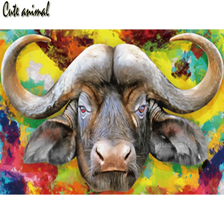 Afrika buffalo živali bika Diamond Vezenje 5D DIY Diamond Slikarstvo Polni Sveder Kvadratni krog Nosorogovo Mozaik Needlework Dekor