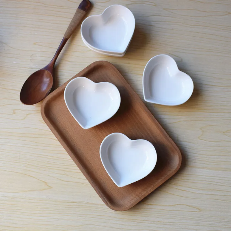 Ustvarjalne 4PCS Srčkan Srce Majhen Krožnik Obliko Mini Ploščo Keramike Risanka Jed Prigrizek Ploščo Solata Večerja Pladenj WJ71