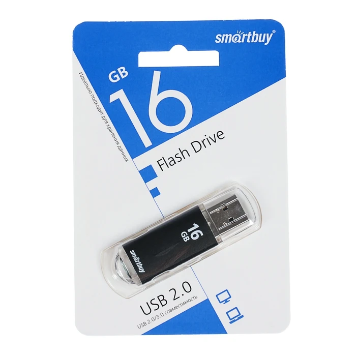 Bliskovni pogon Smartbuy V-Cut, 16 GB, USB2.0, preberite do 25 Mb / s, pisanje do 15 Mb / s, črna 1159344