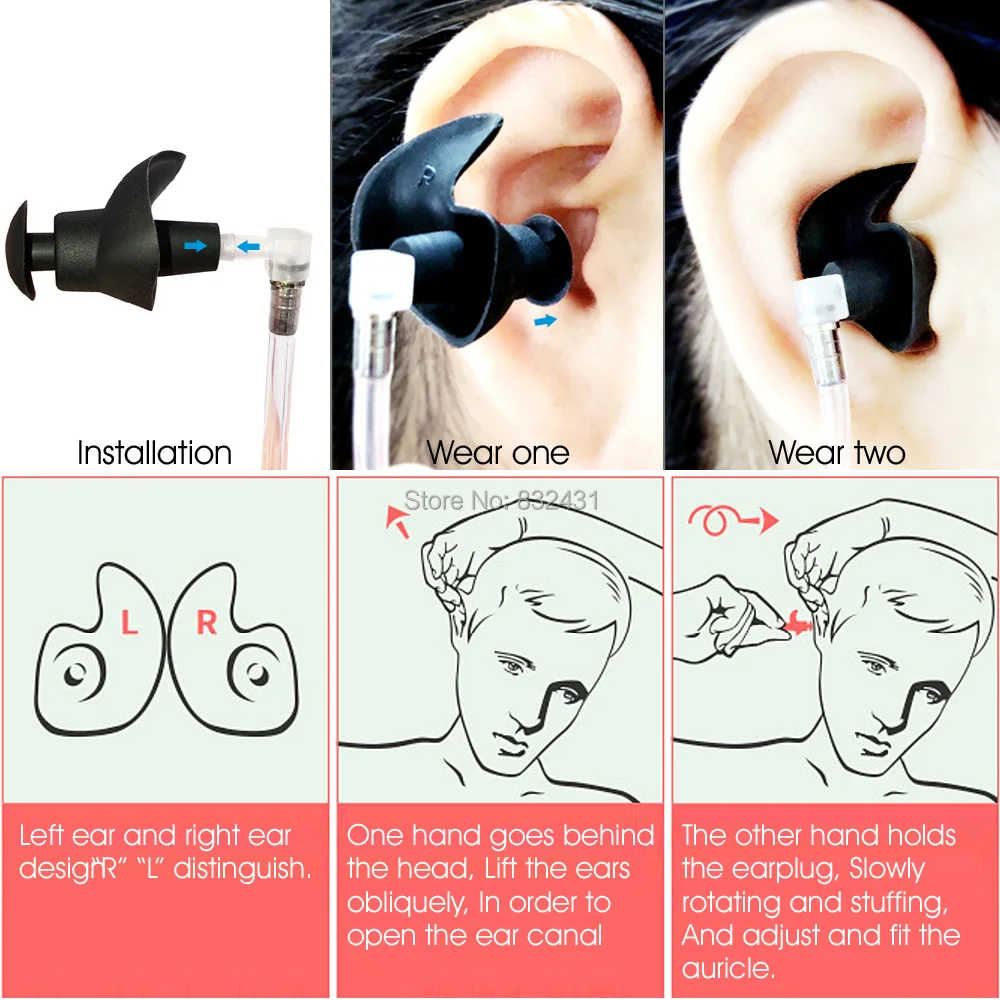 5 Par Zamenjajte Silikonski ušesni Čepi za Radio Zraka zvok cev Slušalka Nepremočljiva Anti-hrup Kopanje Kopanje Preprečiti Vode, Vnesite Uho