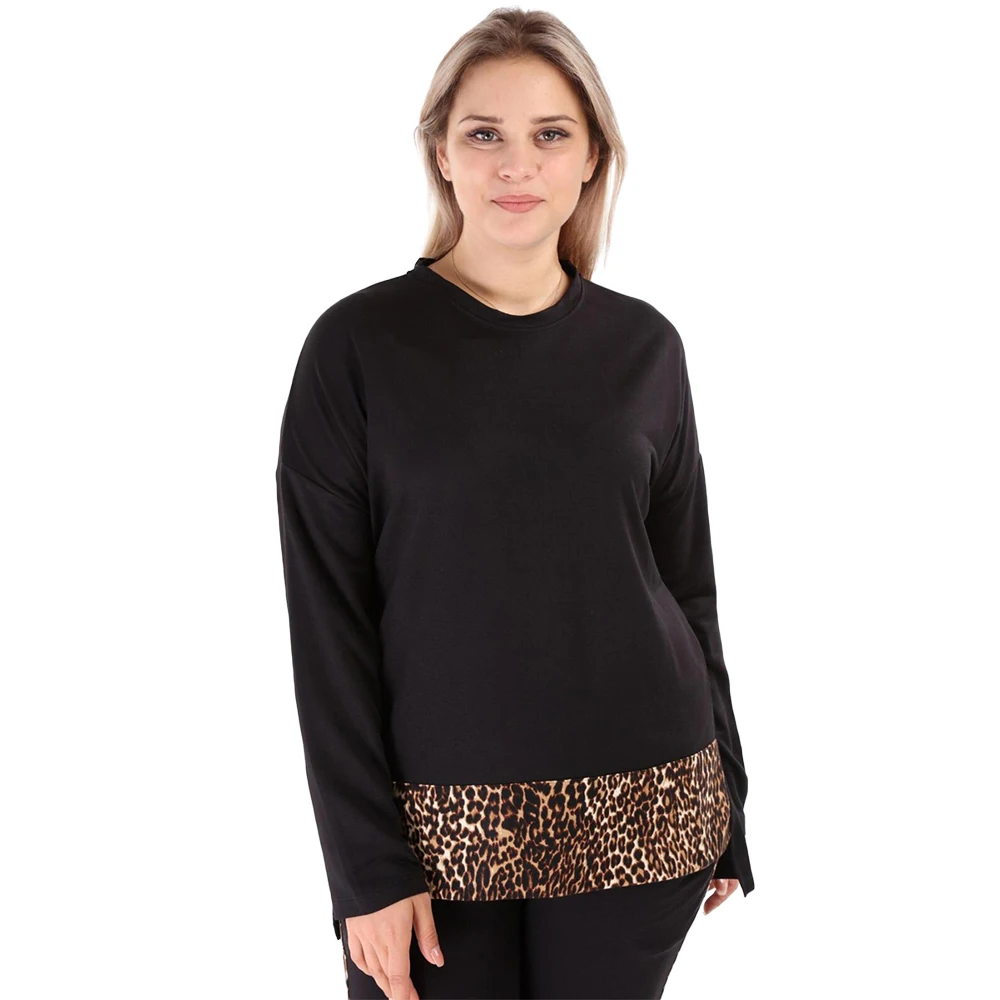 Hanezza Plus Velikost Ženske Leopard čeveljčki Set 2 Kos Sweatsuits Tek Majica & Sweatpants Šport Nositi Obleke