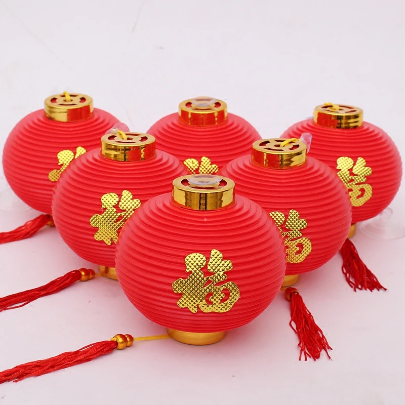 (16pcs/paket) Mala Zgrinjati Rdeče Luči Poroka Stranka Dekor Darilo DIY Obrti Srčkan Kitajske Plastike Luči Stranka Domov Dekoracijo