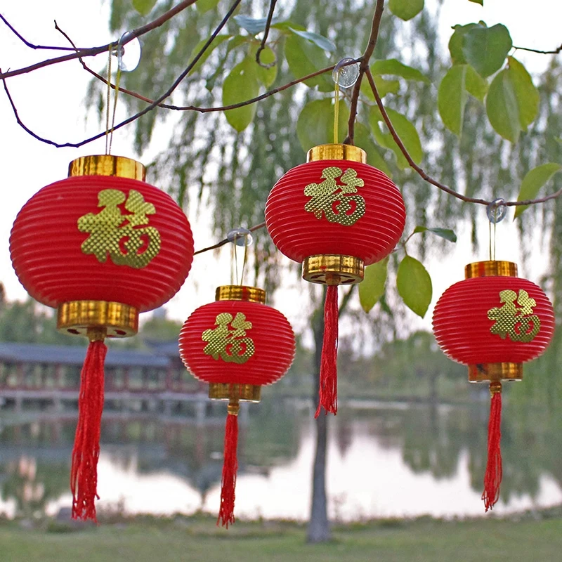 (16pcs/paket) Mala Zgrinjati Rdeče Luči Poroka Stranka Dekor Darilo DIY Obrti Srčkan Kitajske Plastike Luči Stranka Domov Dekoracijo