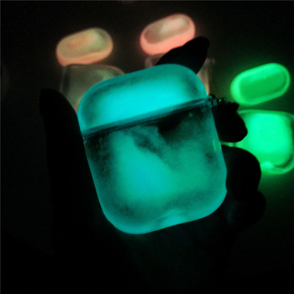 Neon Fluorescentne Barve Svetilnosti Živim Slušalke Primeru Za Apple Airpods 2 1 NoctilucentTransparent Plastičnih Slušalke Pokrov