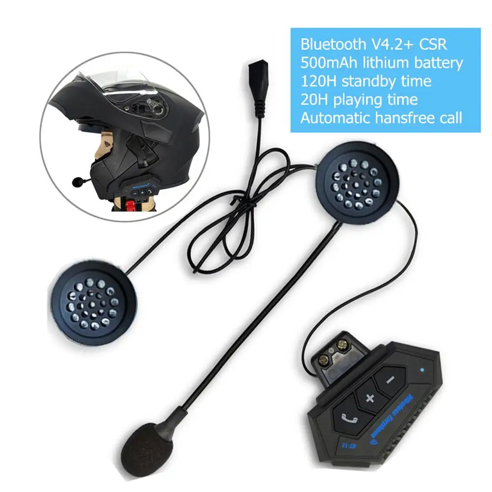 Prostoročni Klici Motoristična Čelada Slušalke BT-12 Bluetooth 4.2 Interkom Zvočniki za Prostoročno Klice Motoristična Čelada Slušalke