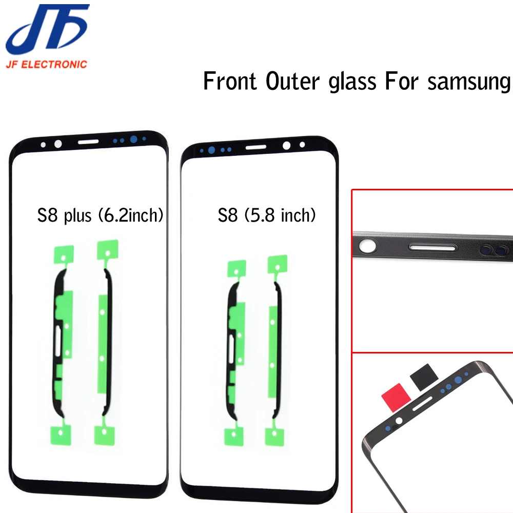 10pcs/veliko, občutljiv na Dotik Zamenjava Za Samsung Galaxy S8 G950 G950F / S8 + plus G955 črna Spredaj Zunanji Steklo Objektiv Z Nalepko