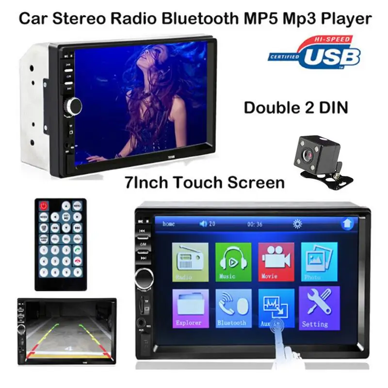 7 Inch Dvojno 2 DIN Avto Bluetooth Stereo Radio Avto Dvojno Ingot MP5 Card Player, Avto MP5 Predvajalnik MP3 Bluetooth se Dotaknite