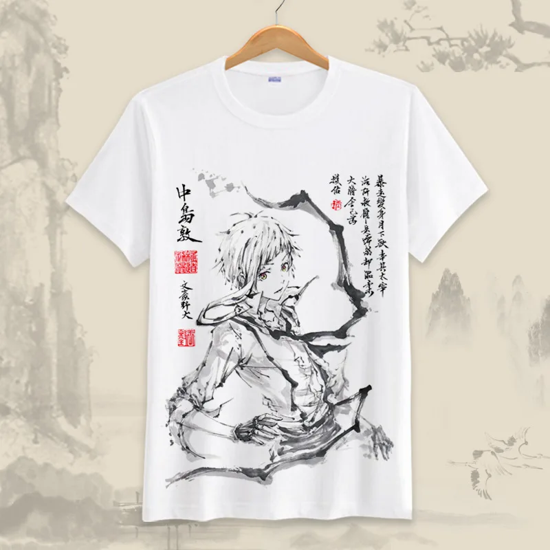 Anime Bungou potepuške pse T Shirt Chuuya Nakahara T-Shirt Kratek Rokav Tee Majica Moški Ženske Bombaž Tshirt