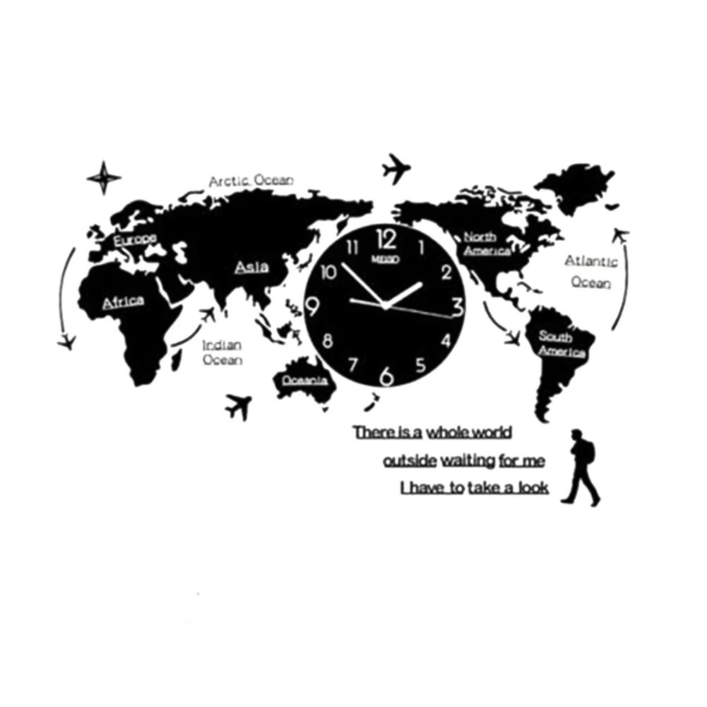 Svetovni Zemljevid Stenske Ure Nordijska Sodobno Minimalistično Dekoracijo Akril za Dom, Spalnica, Pisarna L5